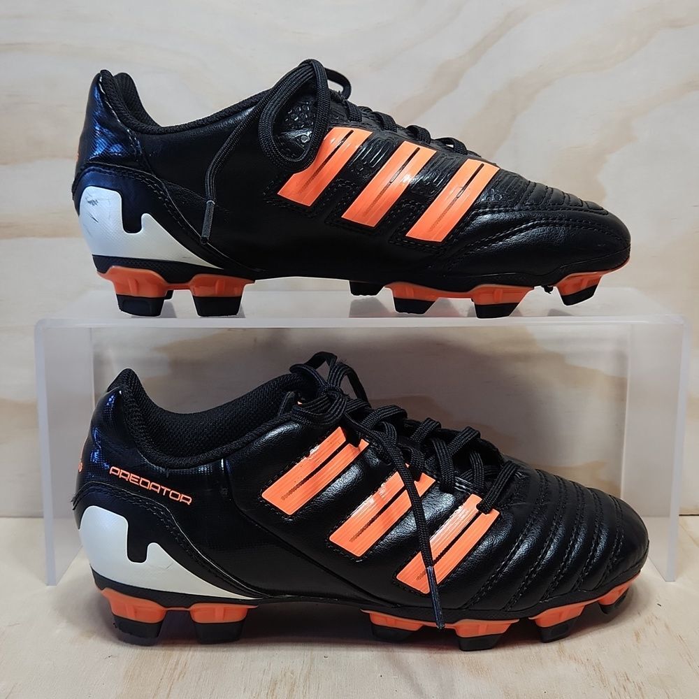 Adidas Predator Soccer Traction Firm Ground Cleats Youth 2.5 Black Orange White